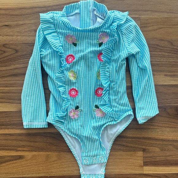 Nicole Miller Other - Nicole Miller Teal Striped Floral Swimsuit